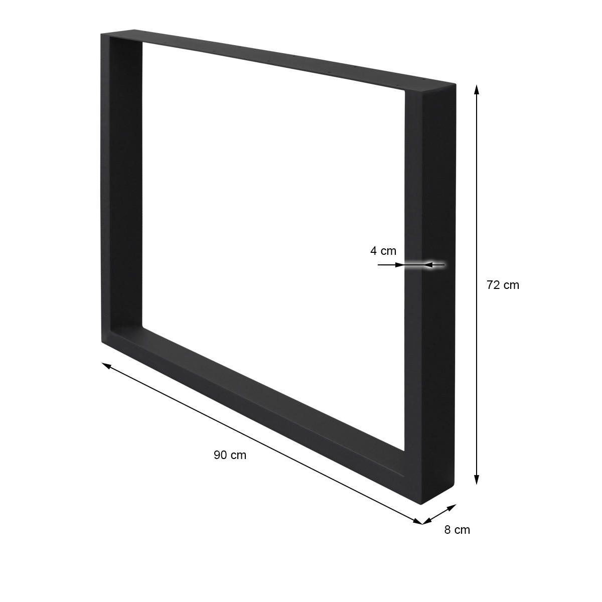 TISCHBEINE 2er Set 90 x 72 cm Schwarz - Schwarz, Metall (90/8/72cm) - ECD-Germany