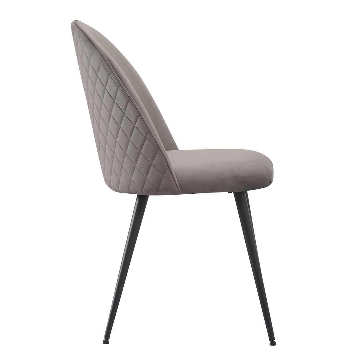 STUHL CAPO Samtbezug Metallbeine 4er Set Grau - Grau, Textil/Metall (53/84/44cm) - Albatros