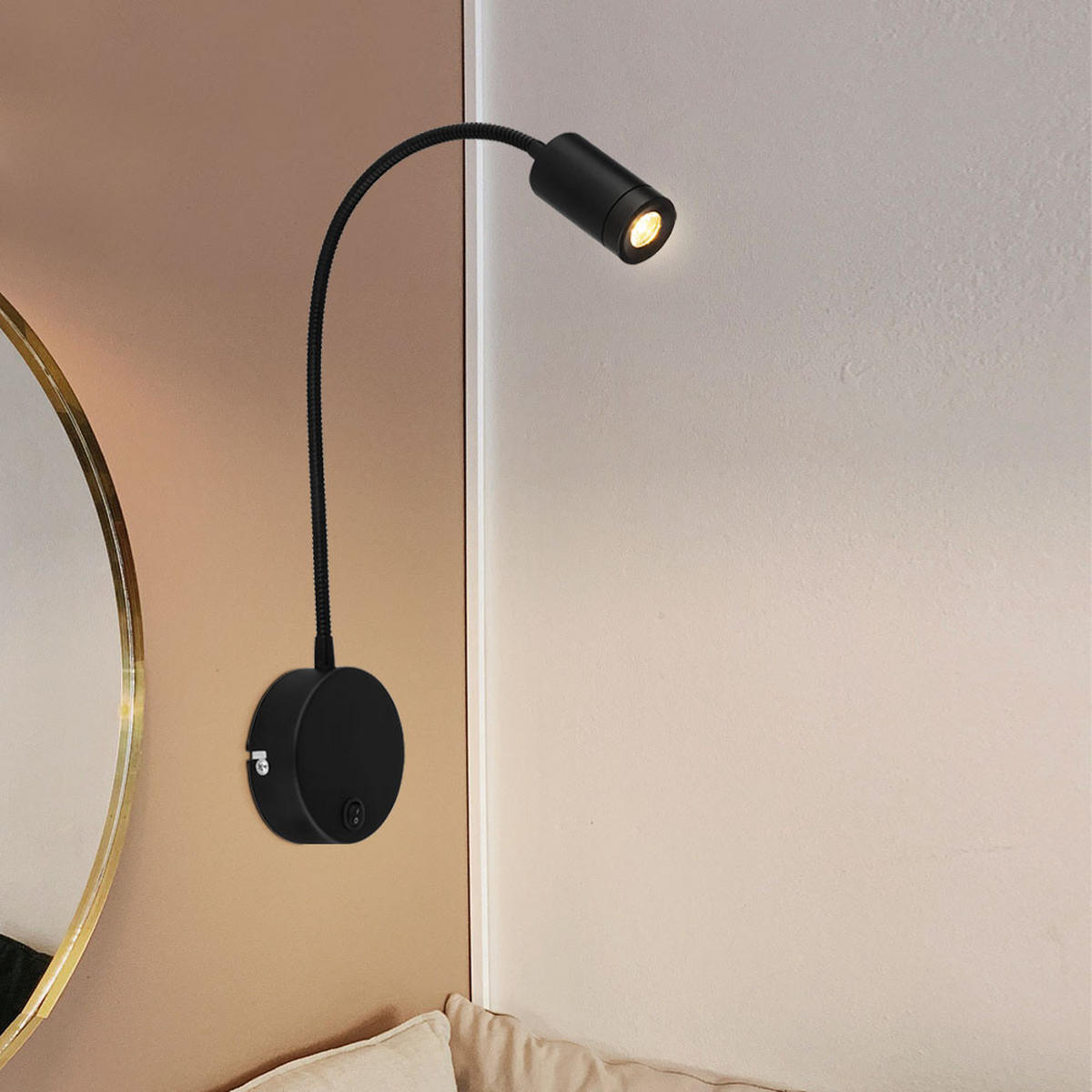 LED WANDLEUCHTE Schwarz Matt Flexibel - Schwarz, Metall (9/50/35cm) - Globo Lighting