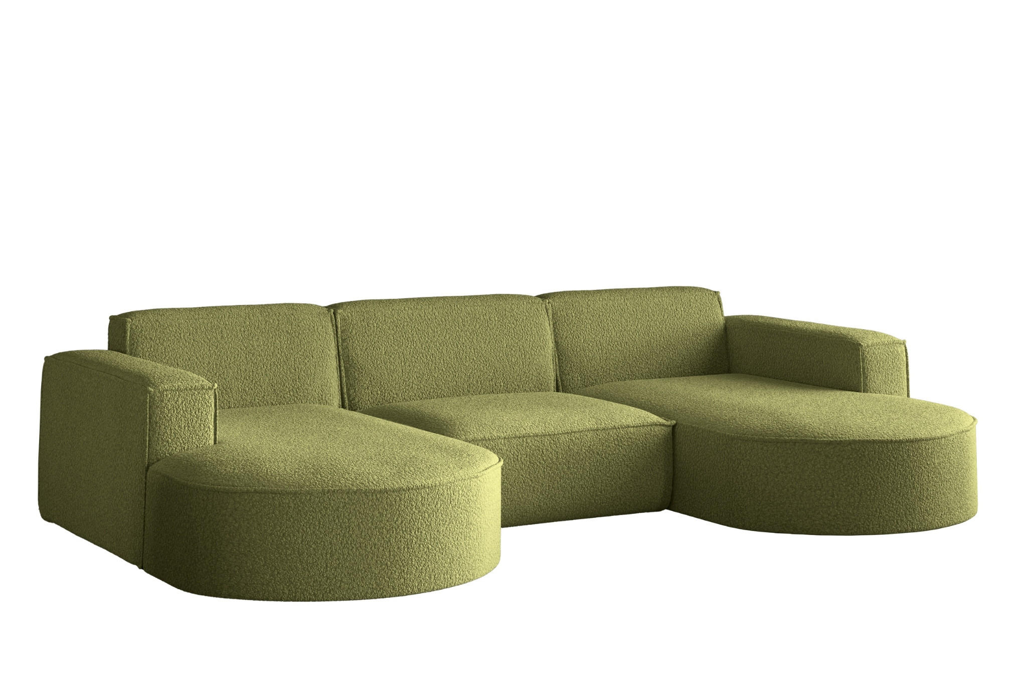 ECKSOFA, Modena U-Form, Stoff Quelle, Olive - Olivgrün, Holz (299/165cm) - Kaiser Möbel