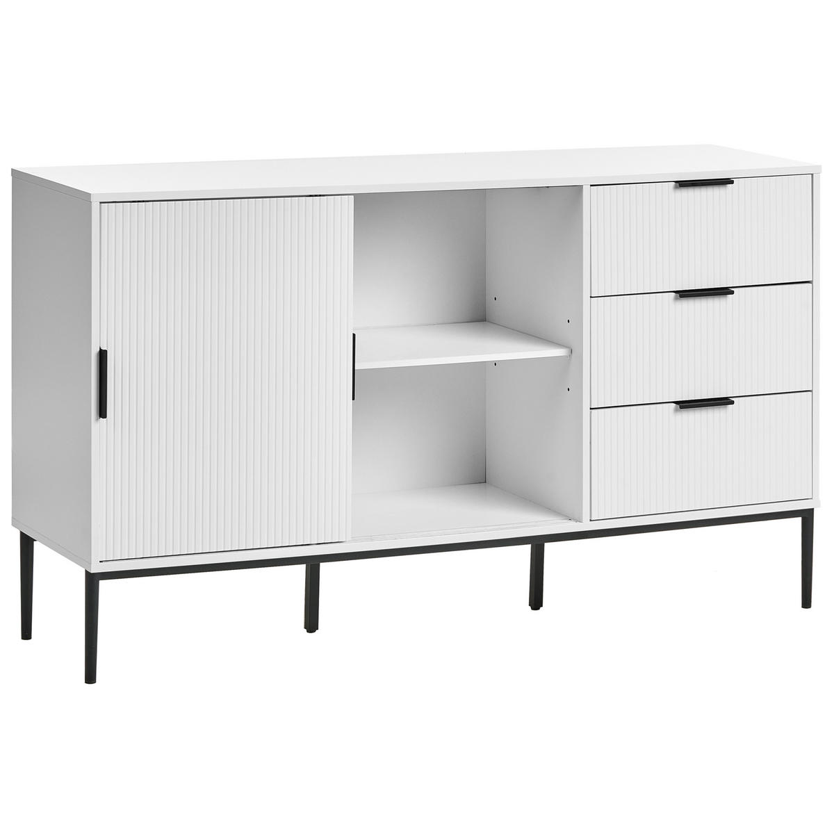 SIDEBOARD se skleněnými dveřmi Bílý Leduc - bílá, kompozitní dřevo (150/86/40cm) - Beliani