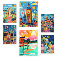 POSTER Set Mit 6 Von Mary Blair Inspirierte Luxor Big Ben Ägypten Chichen Itza Notre Dame Itsukushim A3 & A4 Rahmenlos - Klar, Papier (29/3cm) - Nacnic