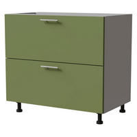 SCHUBLADENUNTERSCHRANK Brerra D2M/90 Korpus grau / Front RAL 6025 farngrün Matt 90 / 50 / 82cm - Grau/Grün, Holz/Holzwerkstoff (90/82/50cm) - Feldmann-Wohnen