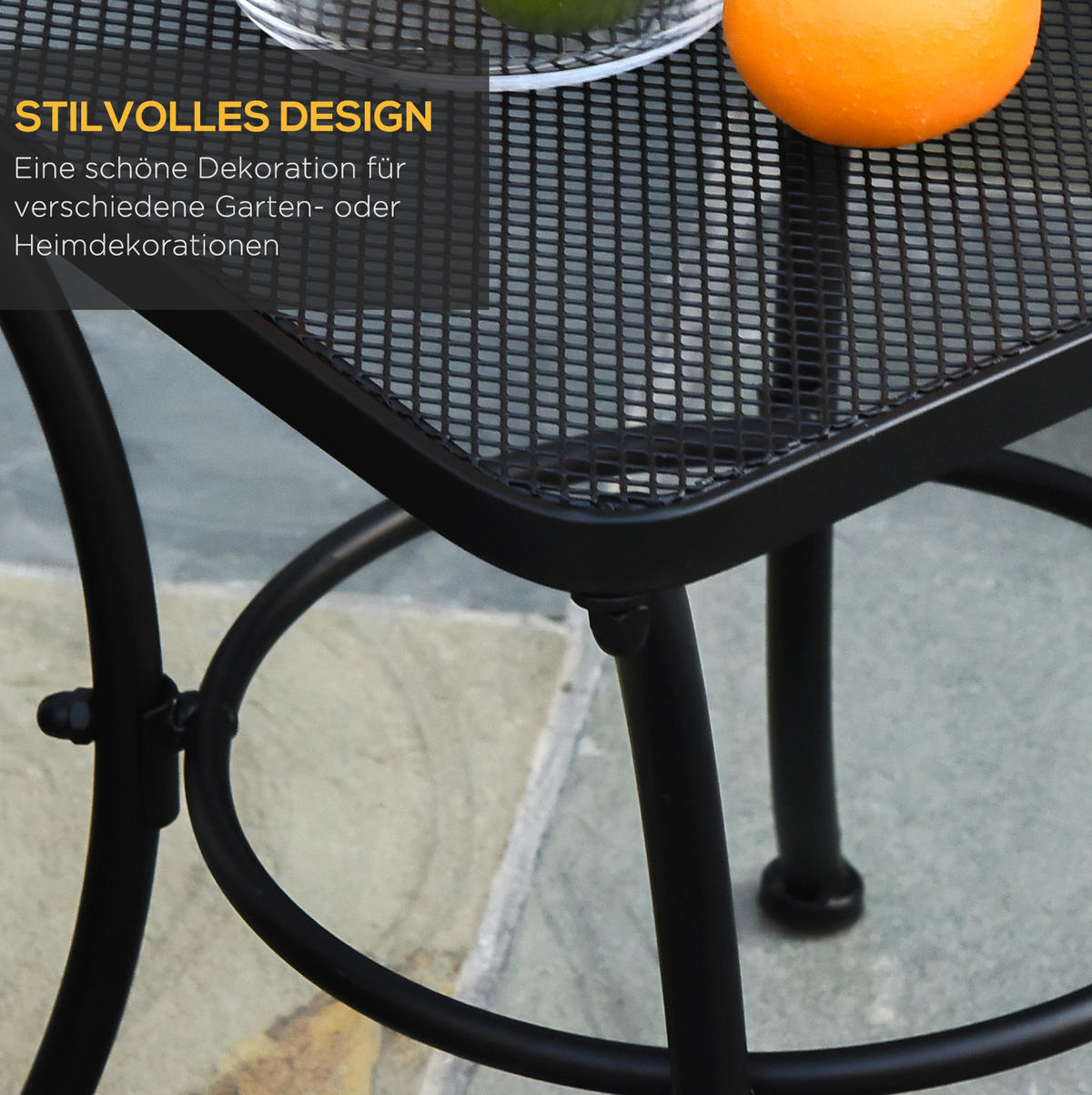 BEISTELLTISCH aus Metall 45x45x50 cm Schwarz für Balkon und Terrasse mit Mesh-Tischplatte - Weiß, Metall (45/45/50cm) - Modfu