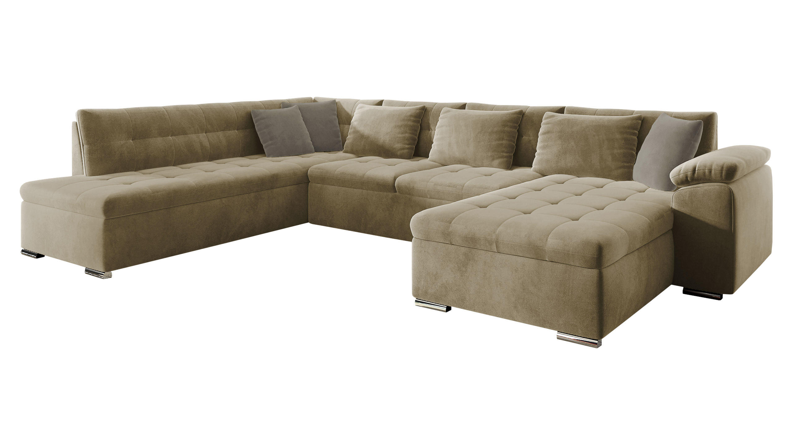WOHNLANDSCHAFT Niko Bis, Seite: Rechts - Naturfarben, Holz/Textil (348/76/205cm) - MIRJAN24