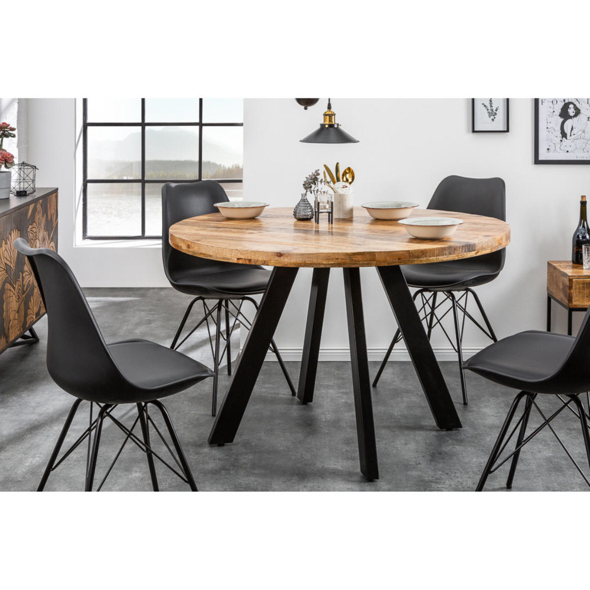 ESSTISCH IRON CRAFT Mangoholz rund Natur 120cm - Braun, Holz (120/120/76cm) - riess-ambiente