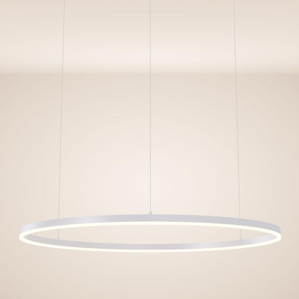 LED-HÄNGELEUCHTE Ring Direkt/Indirekt 5m Weiß Ø 100cm - Weiß, Metall (100/100/3.3cm) - s.luce