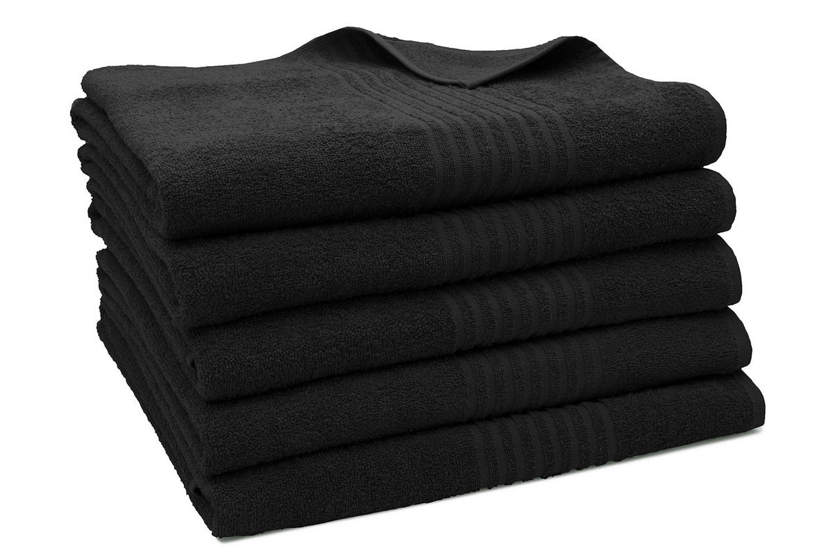BADETUCH, 5er-Set, 100x150 cm, 100% Baumwolle, Schwarz - Schwarz, Textil (100/150cm) - Zollner