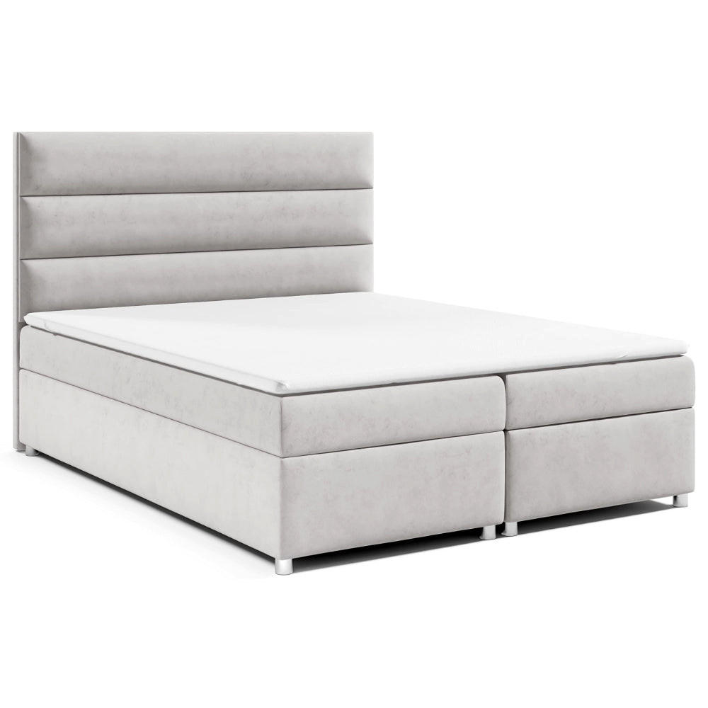 BOXSPRINGBETT Trinity K-1 | Mit Bettkasten | Bonellfederkern H3 | Inkl. Topper | 140/200 Cm | Silber - Silberfarben, Holz/Holzwerkstoff (140/200cm) - Best For Home