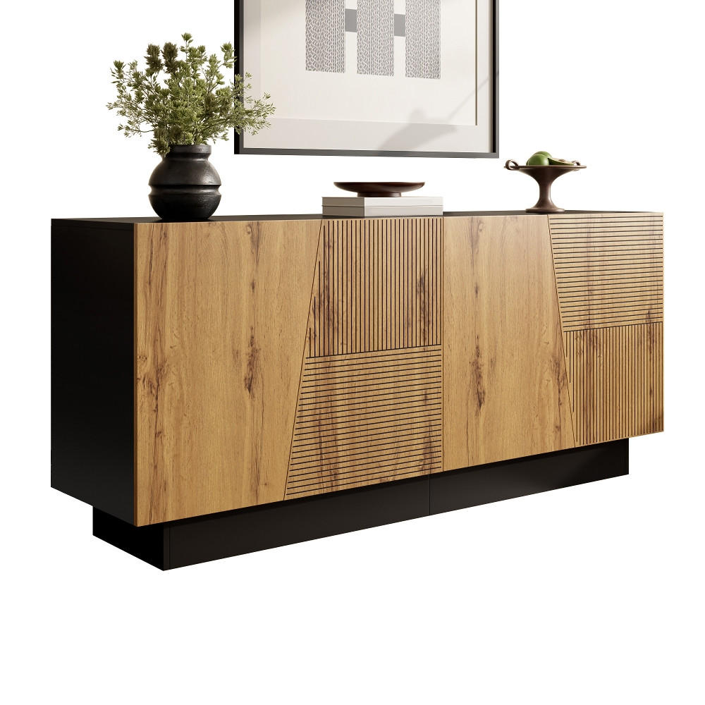 SIDEBOARD 160 cm, MODERNES DESIGN, Aufbewahrungsschrank, Schwarz-Holzfarbe, Wohnzimmer, 160/40/72 cm - Schwarz, Holzwerkstoff (40/72/160cm) - Rolipo