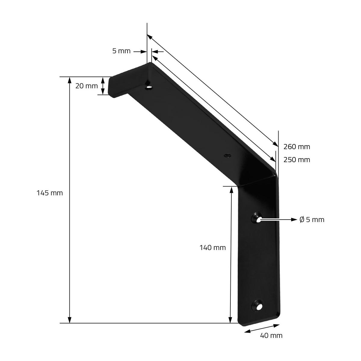 REGALHALTERUNG - Schwarz, Metall (14.5/4/26cm) - ML-DESIGN