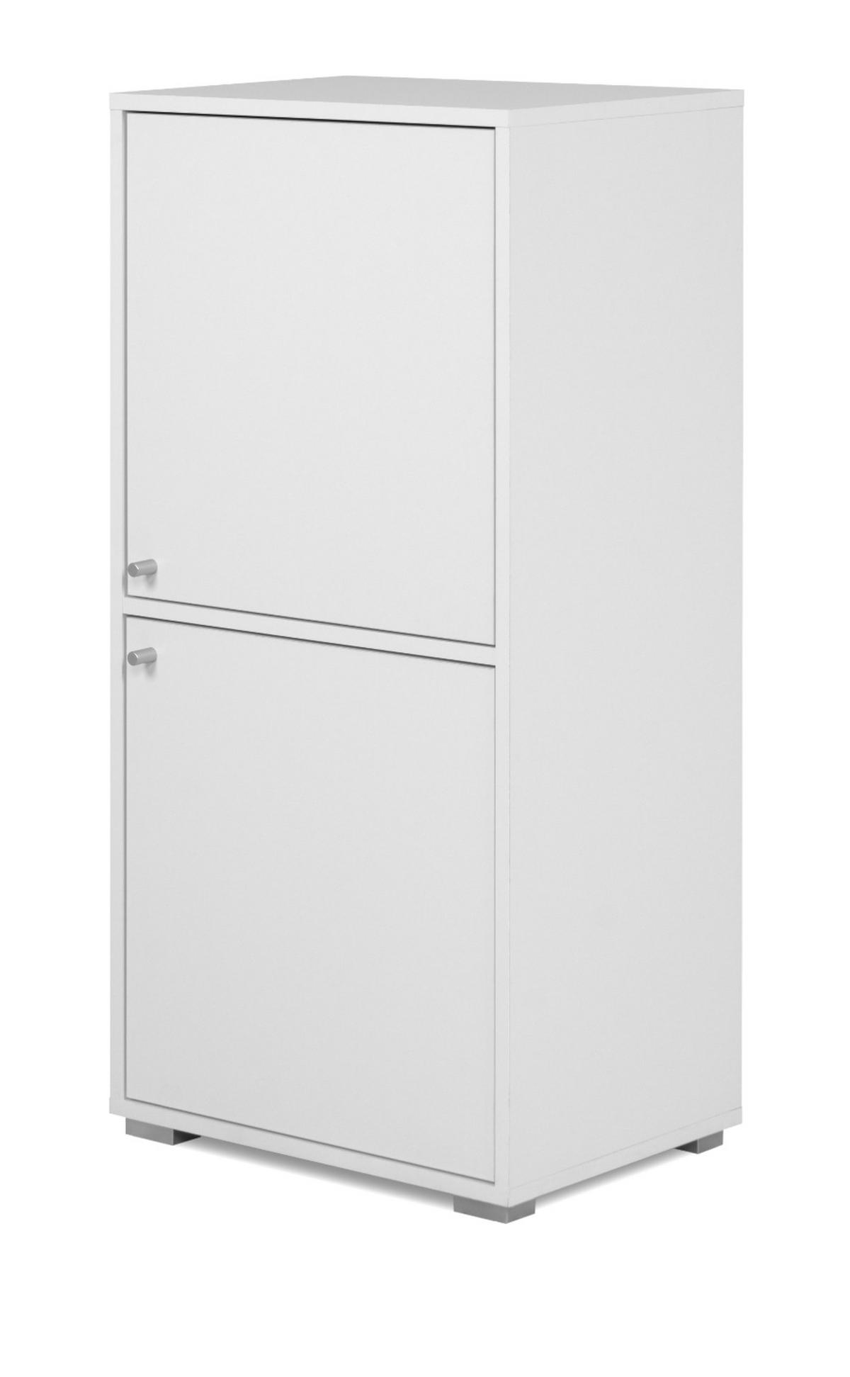 KOMMODE weiß 46 x 97 cm, Anrichte mit wechselbarem Türanschlag - Silberfarben/Weiß, Holzwerkstoff/Kunststoff (46/96.5/33.5cm) - Furn.Design