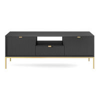 TV-SCHRANK Vellore Schwarz mit goldenen Metallbeinen 154 cm - Goldfarben/Schwarz, Holzwerkstoff/Metall (154/56/39cm) - Selsey