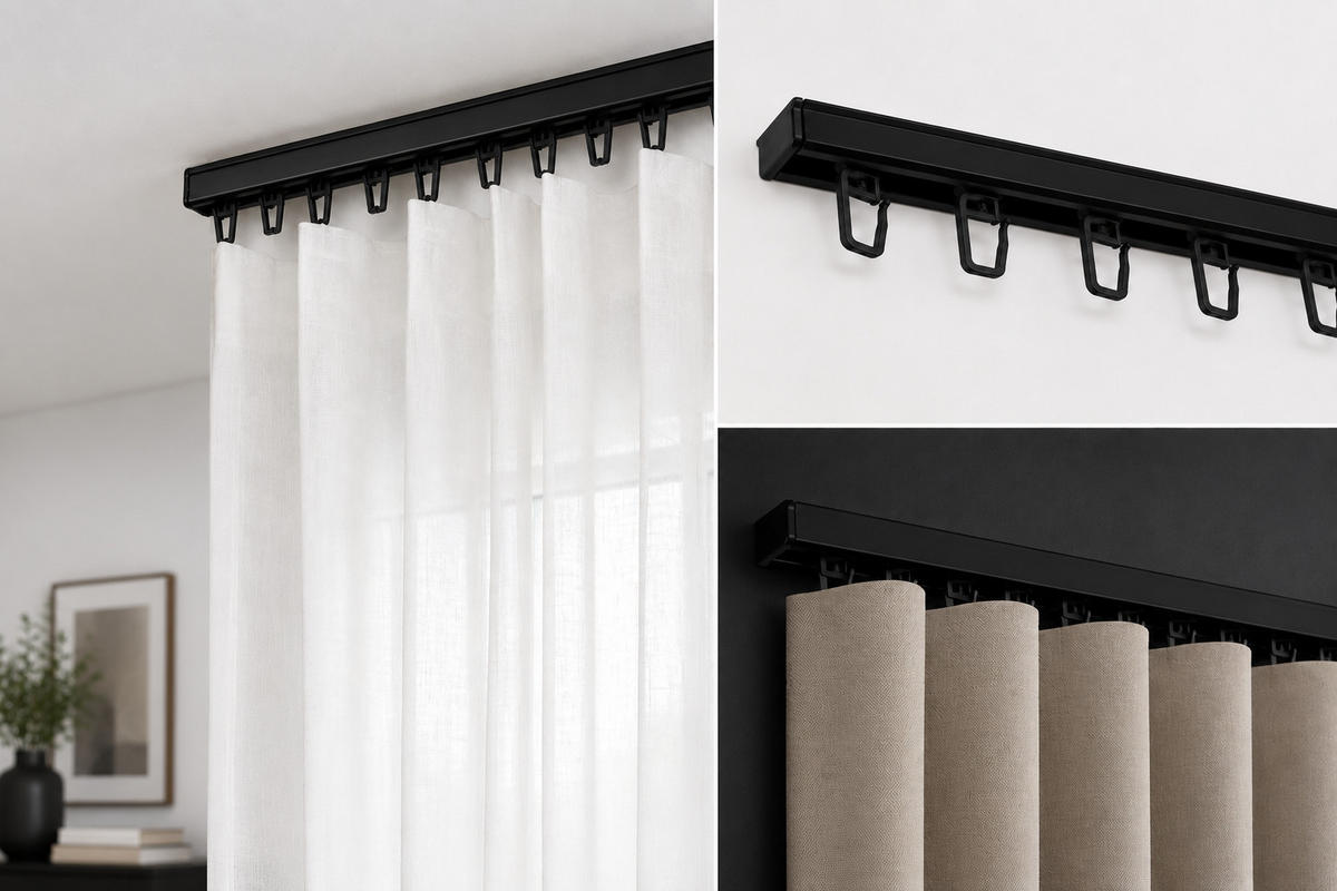 GARDINENSCHIENE RS, 1 läufig, 400 cm, schwarz - Schwarz, Metall (1.9/1.1/400cm) - SN Deco