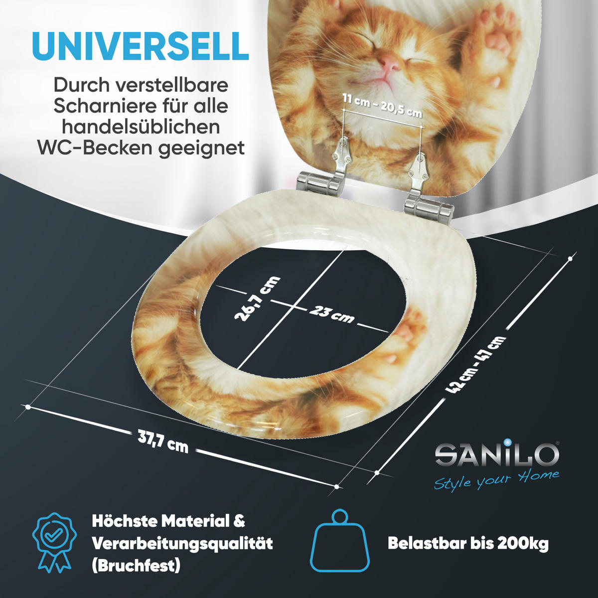 WC-SITZ mit Absenkautomatik Lilly - Braun, Holzwerkstoff (38/6/47cm) - Sanilo