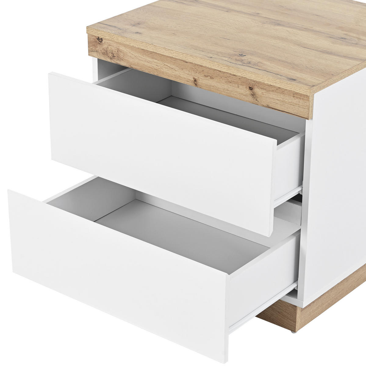 NACHTTISCH 2 Schubladen 50/40/55 cm weiß in Eicheoptik - Eichefarben, Holzwerkstoff (40/55/55cm) - OKWISH