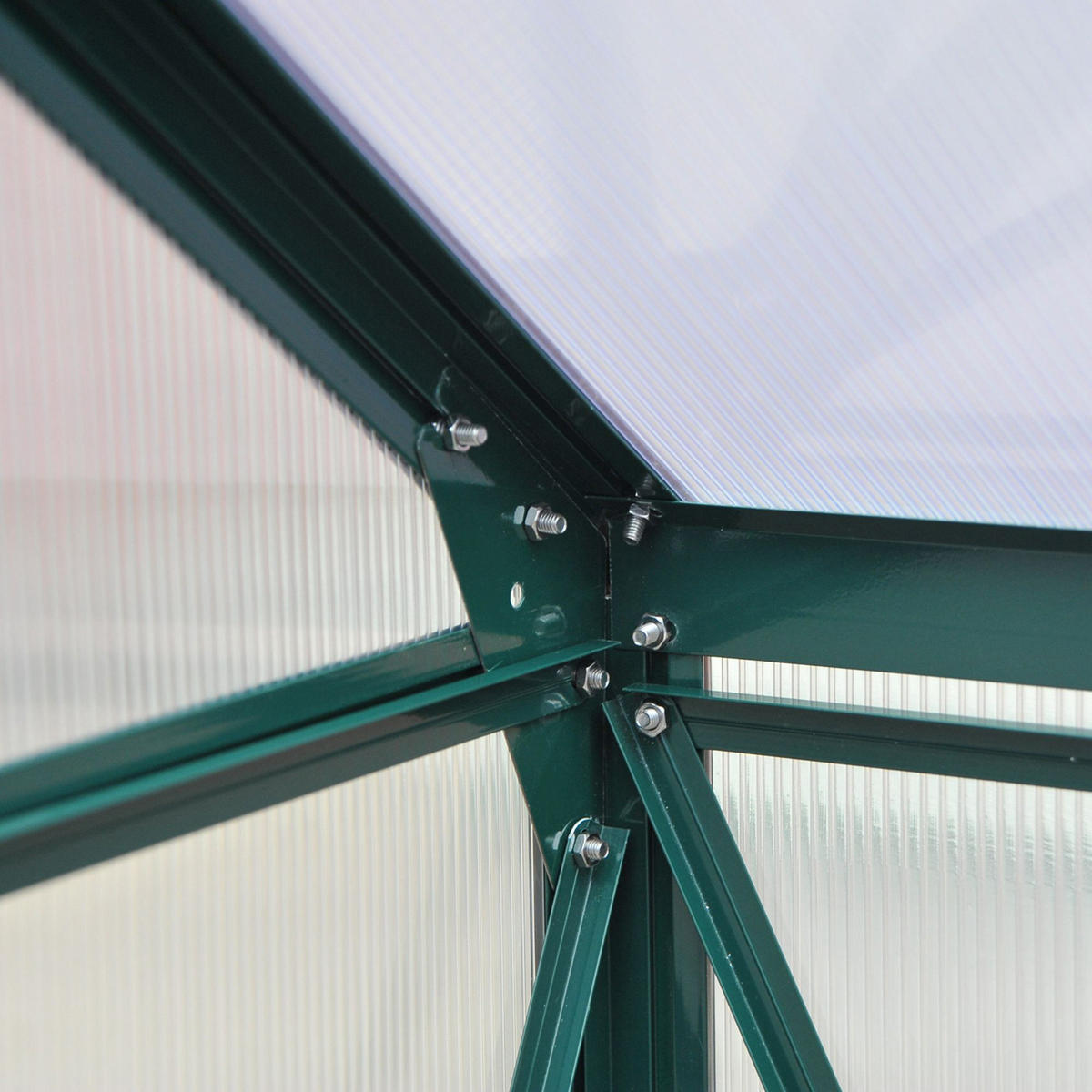 GEWÄCHSHAUS mit Dachfenster mit Tür mit Fundament, Alu+Polycarbonat, Grün+Transparent - Transparent/Grün, Kunststoff/Metall (192/201/190cm) - Outsunny