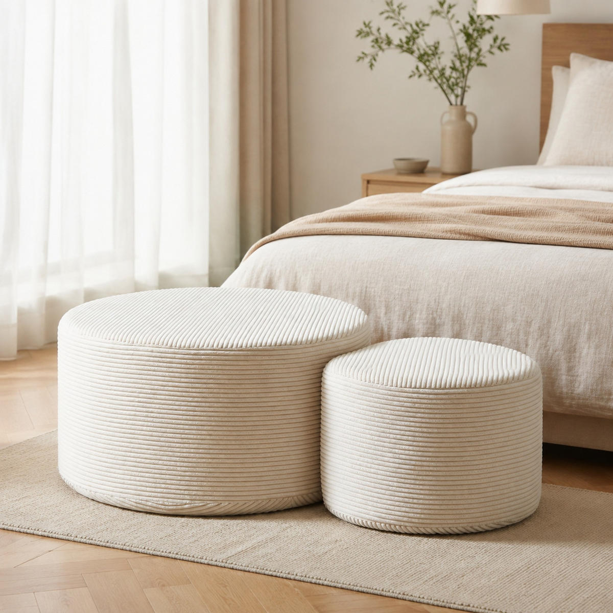 COUCHTISCH-SET 2-teilig, Beige, mit gepolsterter Oberfläche und vielseitiger Nutzung - Beige, Textil (81/127/40cm) - CHICFURN