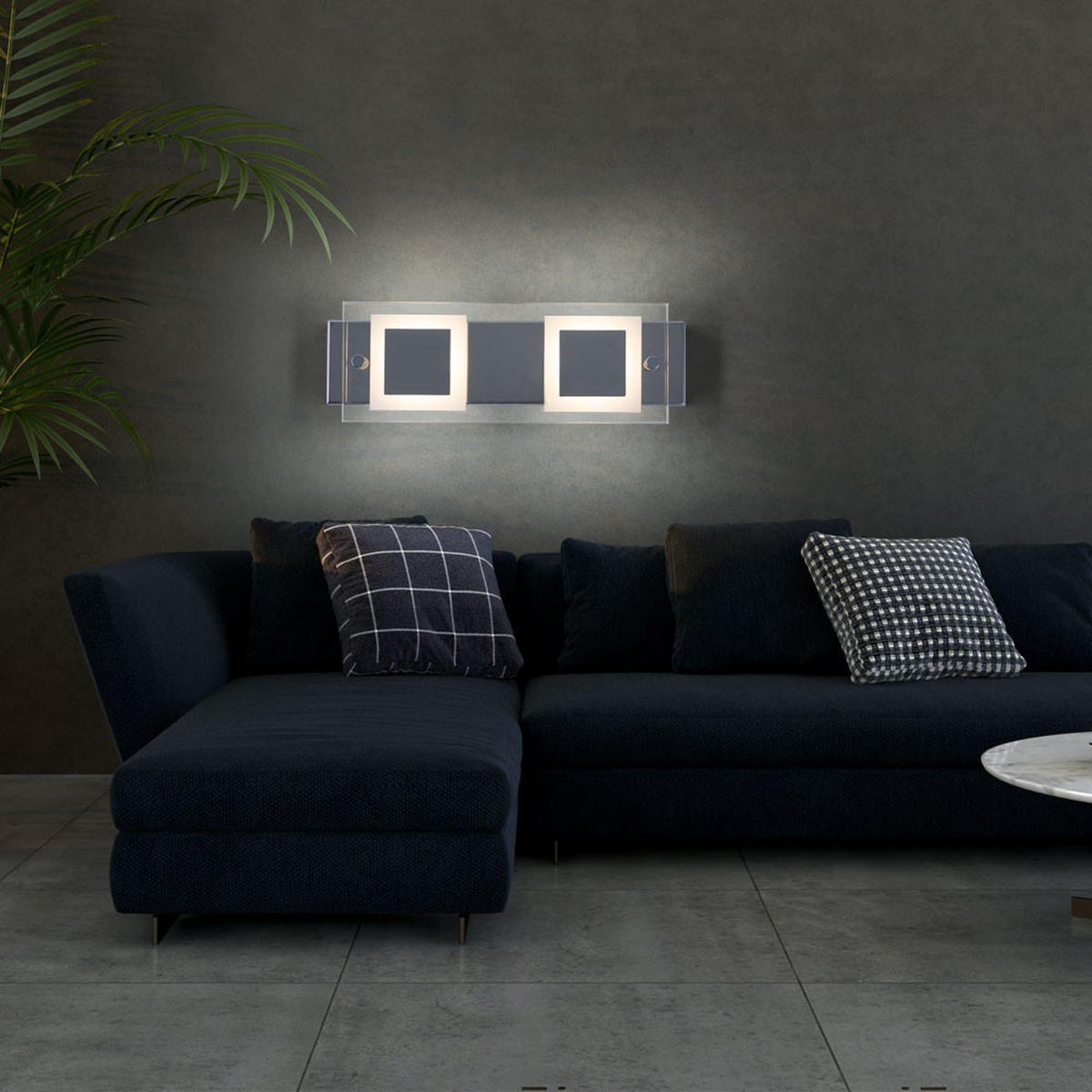 LED WANDLEUCHTE SPLASH Chrom Silber 2er Set - Silberfarben, Glas (10/5/30cm)