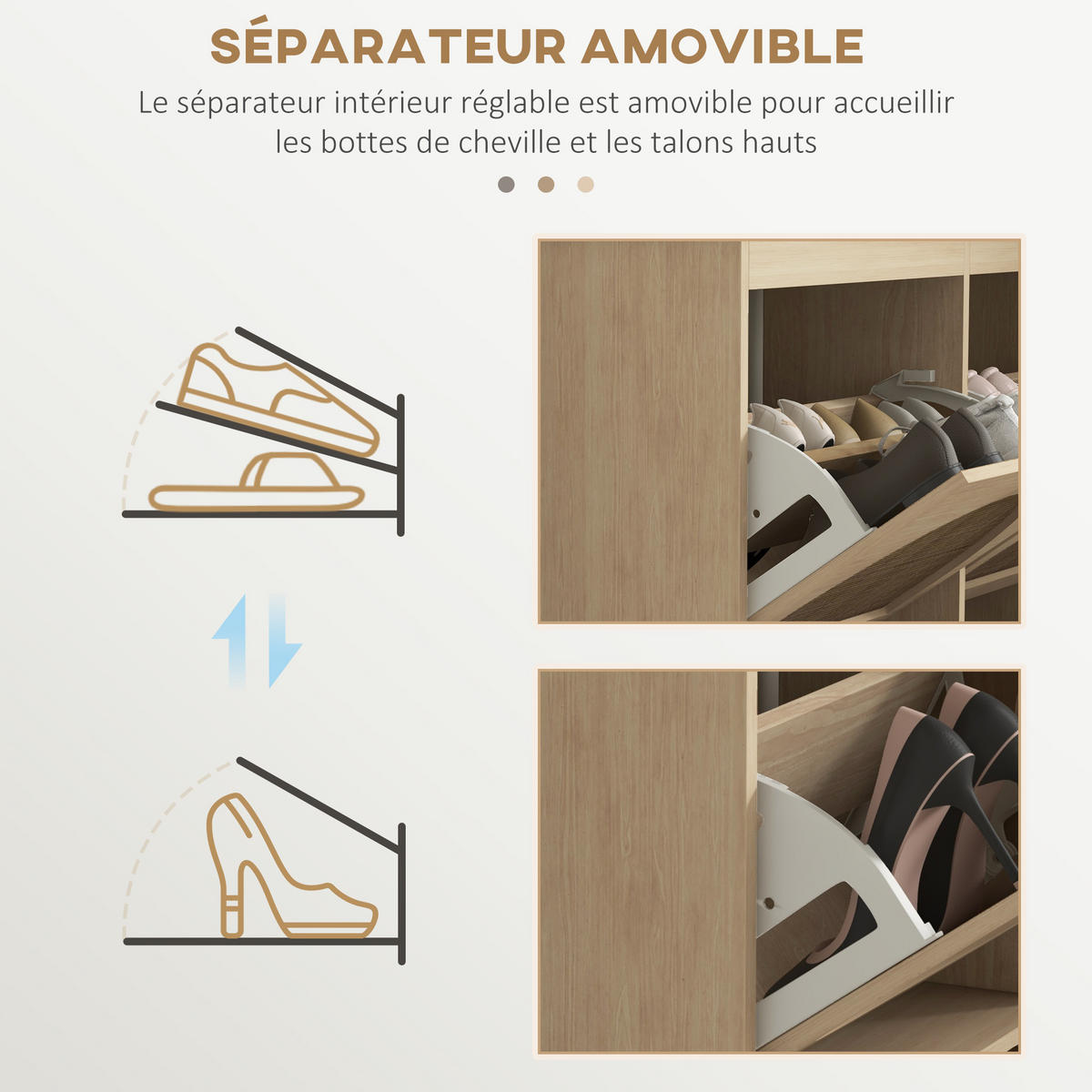 SCHUHSCHRANK DE-14995 4 Klapptüren mit Rattan-Optik Natur - Naturfarben, Holzwerkstoff (105/97.5/24cm) - ComfortXL