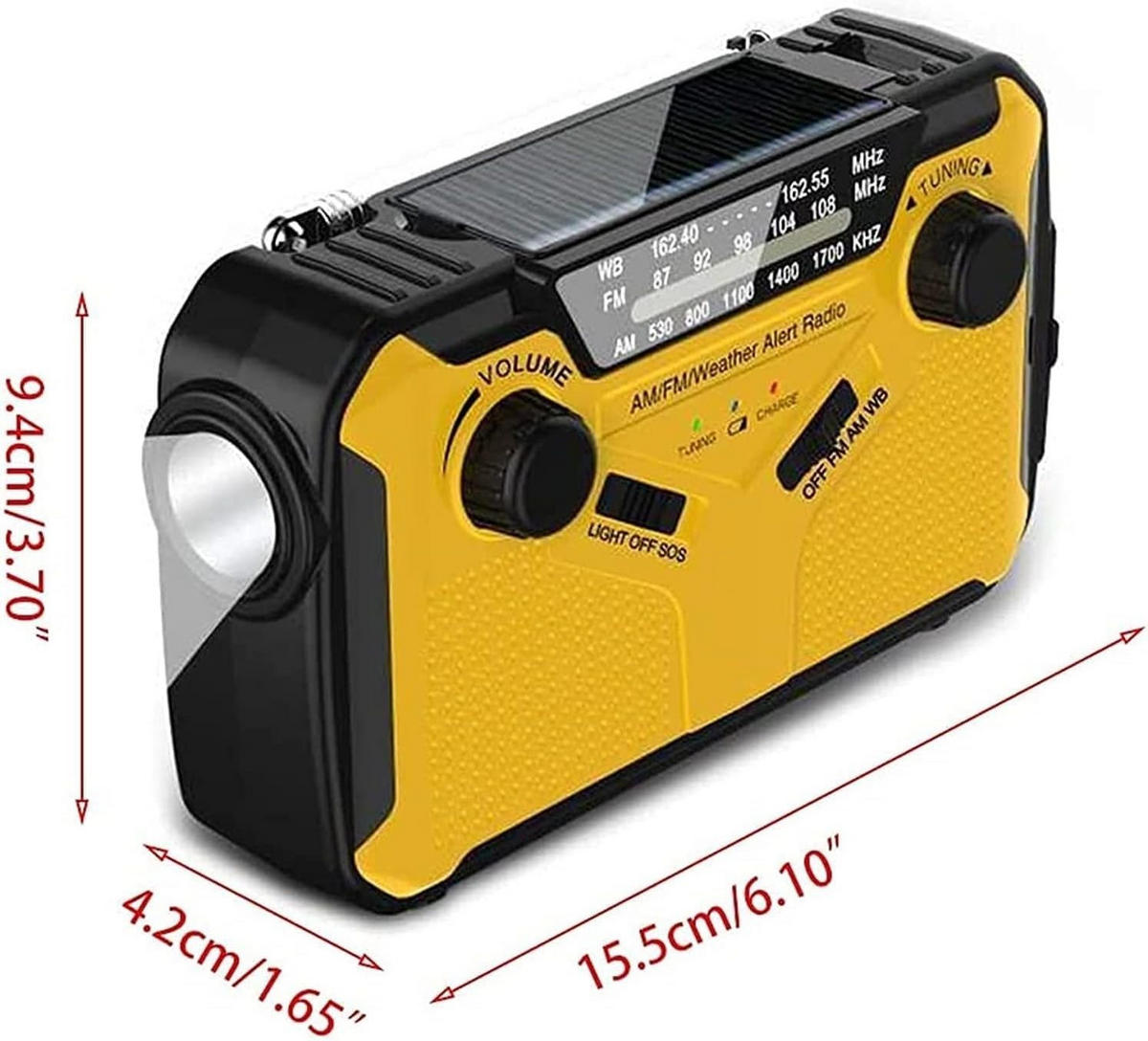 RADIO – FM/AM – Tragbare Powerbank/Handkurbelgenerator/Solarstrom – Gelb - Gelb, Kunststoff (15.5/4.2/9.4cm)