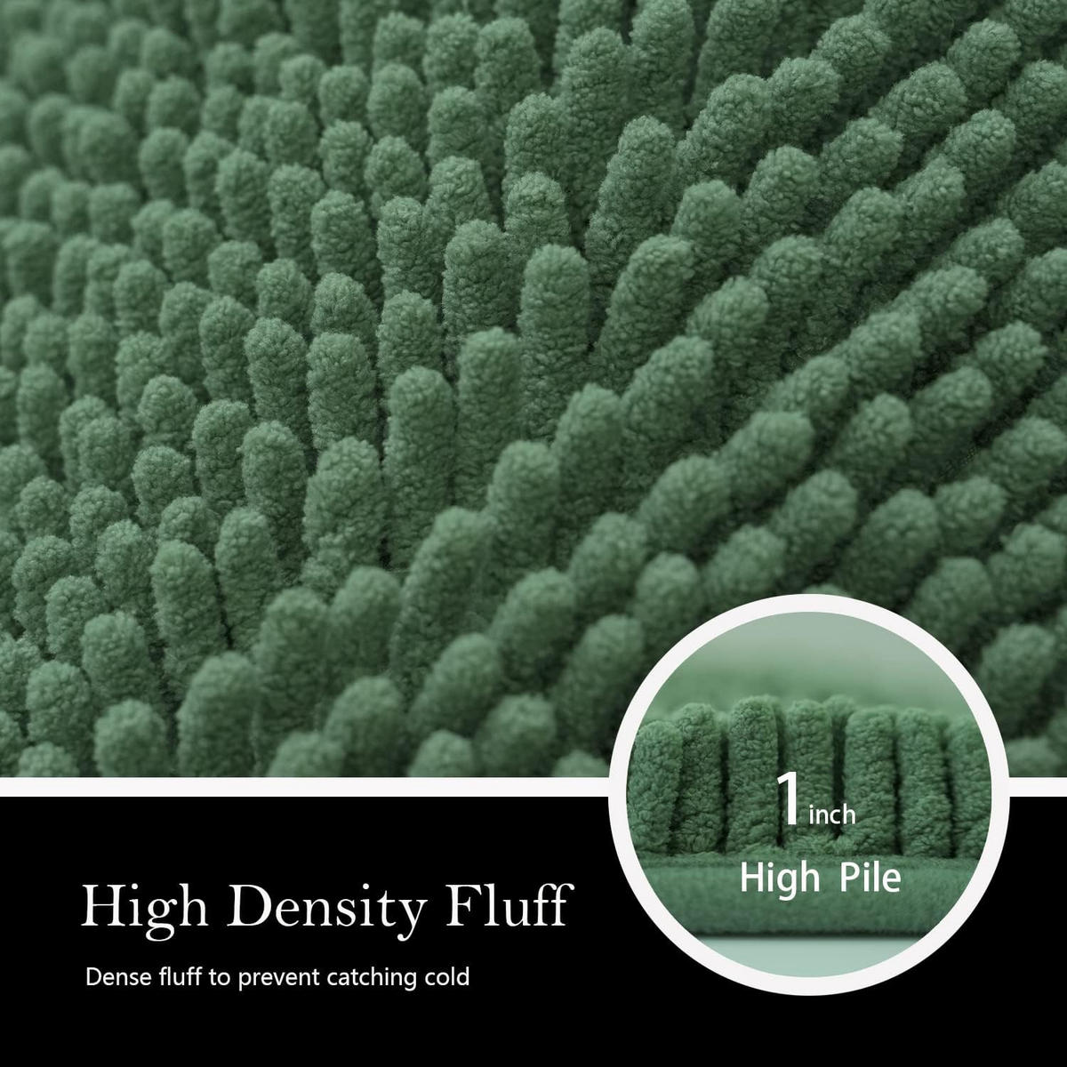 DUSCHMATTE – 40 x 60 cm – Dunkelgrün – Chenille-Material - Dunkelgrün, Textil (30/25cm)