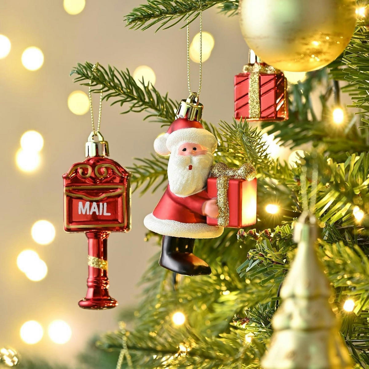 WEIHNACHTSKUGELN 40-teiliges Set Rot Gold - Multicolor, Kunststoff (8/8/8cm)