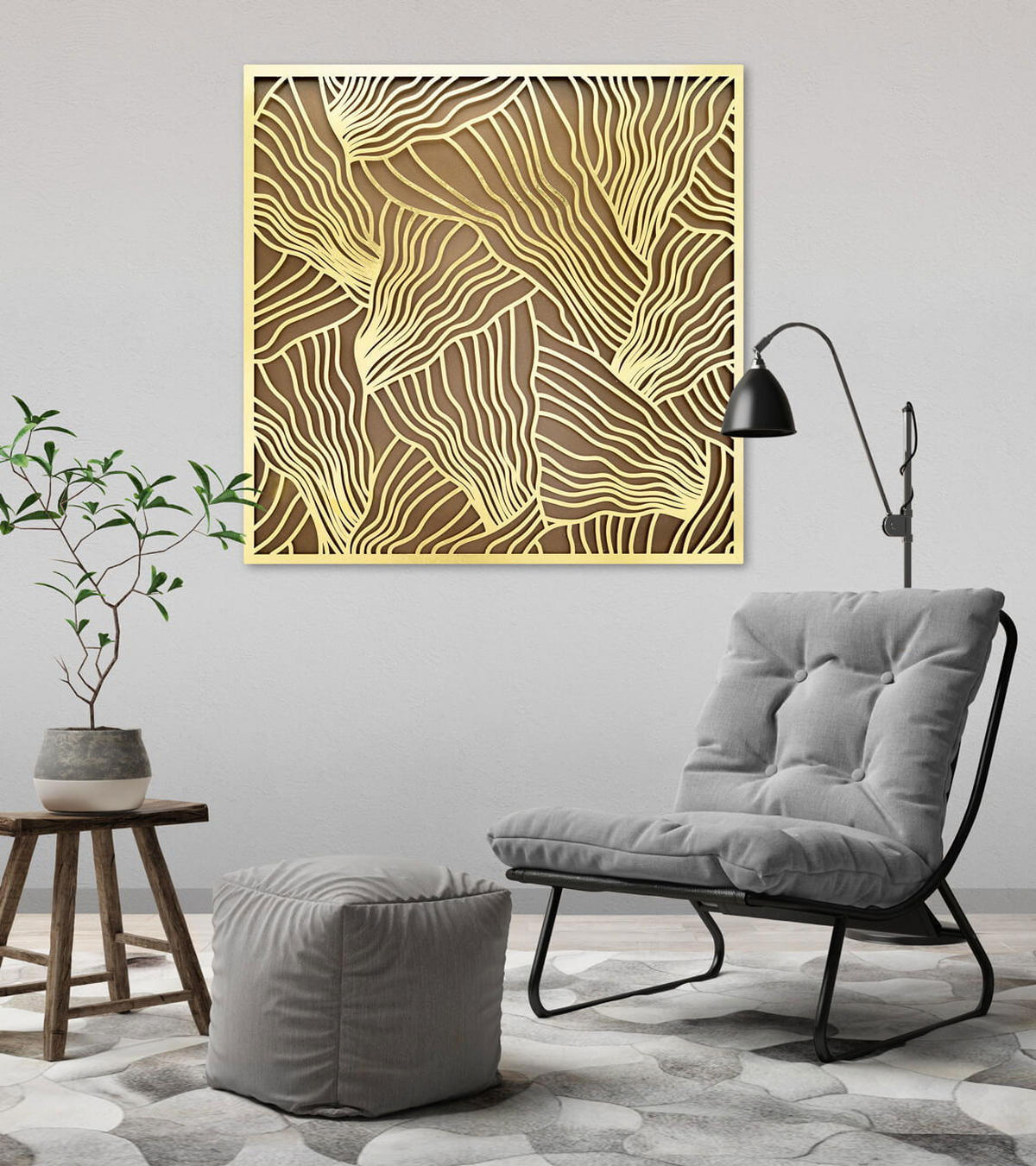 METALLBILD Gold 80/80 cm - Goldfarben, Metall (3/80cm) - KUNSTLOFT