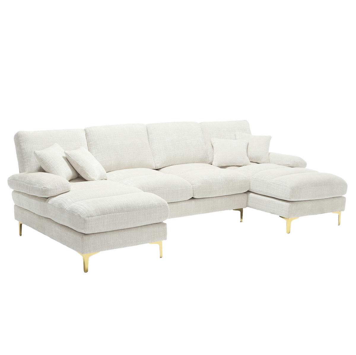 SOFA U-Form mit 2 Liegeflächen ca. 272 x 136 cm Chenille Beige - Beige, Textil (136/88/272cm) - Meubliv