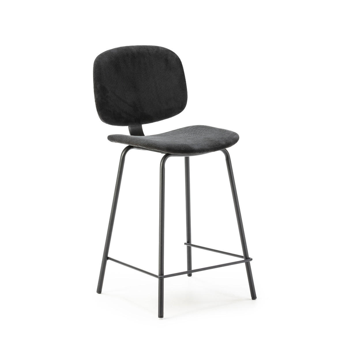 HOCKERN (Set aus 2) aus cordstoff mit schwarzen metallbeinen - arus 44/50/65 cm - Schwarz, Textil (50/65/44cm) - Calicosy