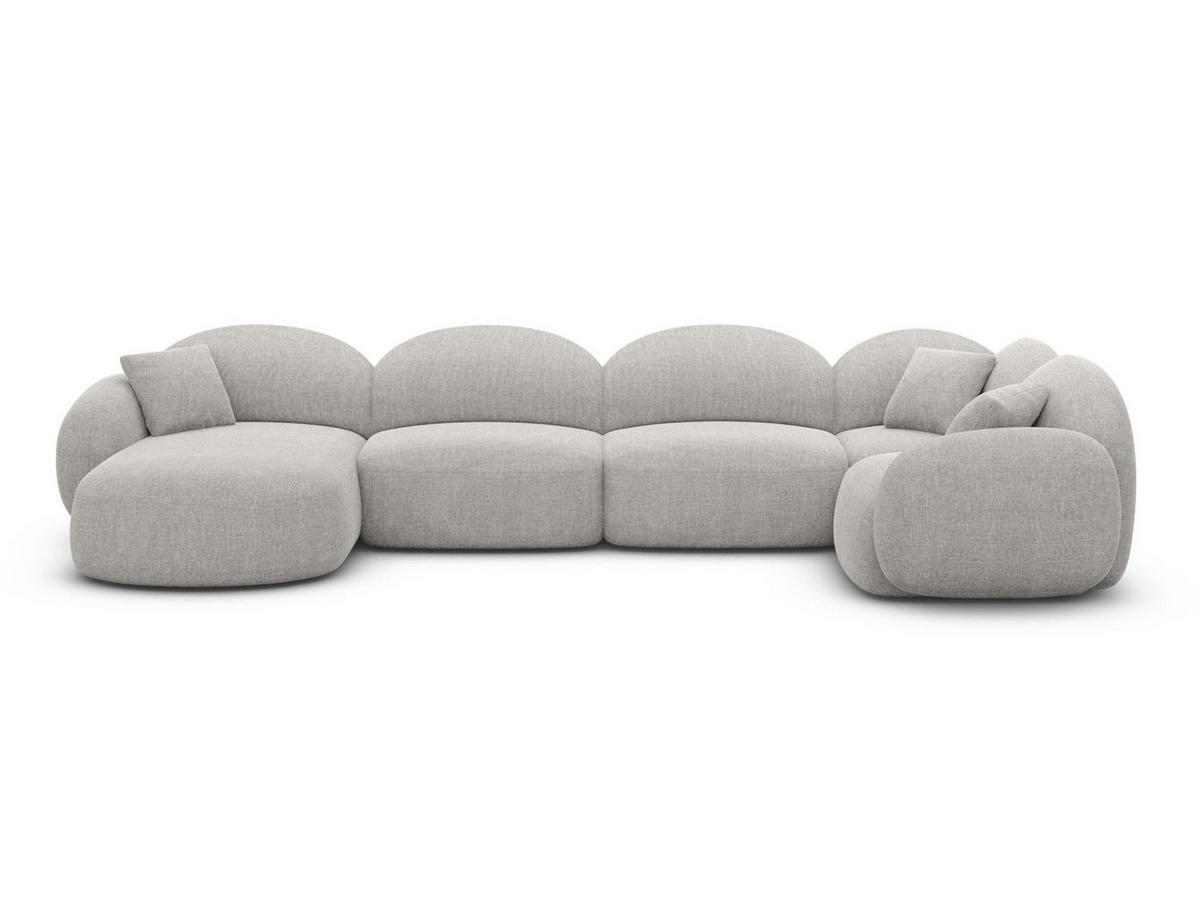 WOHNLANDSCHAFT Mirello U-Form Hellgrau Strukturstoff - Hellgrau, Textil (333/77/193cm)