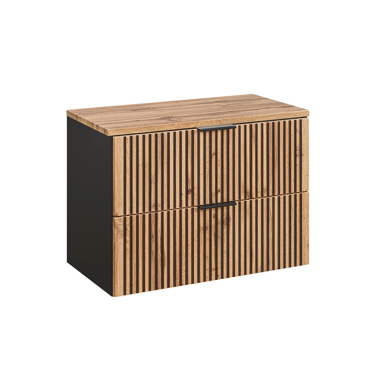 WASCHTISCH 80.6cm Gaia Holz in Eichenoptik und Schwarz - Schwarz, Holzwerkstoff (80.6/59/46cm) - Petits-meubles