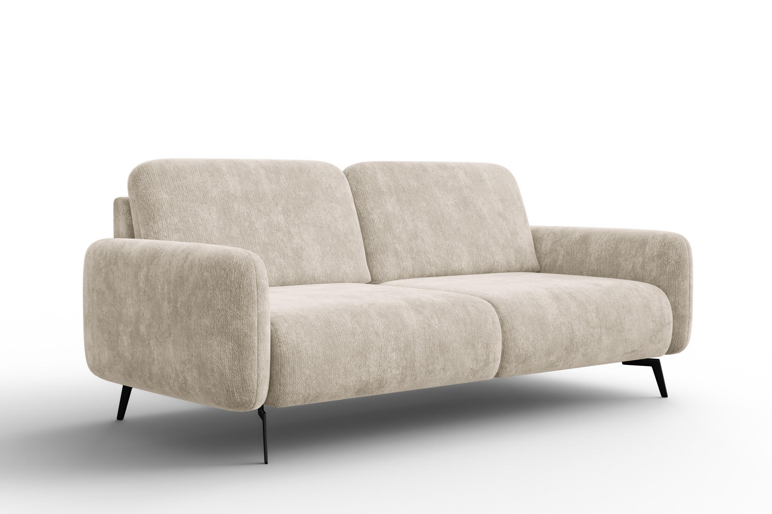 SOFA FEBE 3-Sitzer, cremefarbener Chenille-Stoff - Creme/Schwarz, Holz/Textil (190/82/96cm) - Wozimo