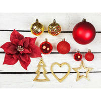 LAALU CHRISTBAUMKUGEL-SET 106 Stück in Luxusbox CHRISTMAS STARS für Weihnachtsbäume 120-210 cm - Rot/Goldfarben, Holzwerkstoff/Textil (55/50/75cm) - LAALU