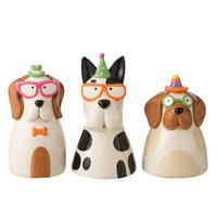 VASE HUND MIT BRILLE (3ER SET) - Multicolor, Keramik (15/28.5/15.5cm) - J-Line