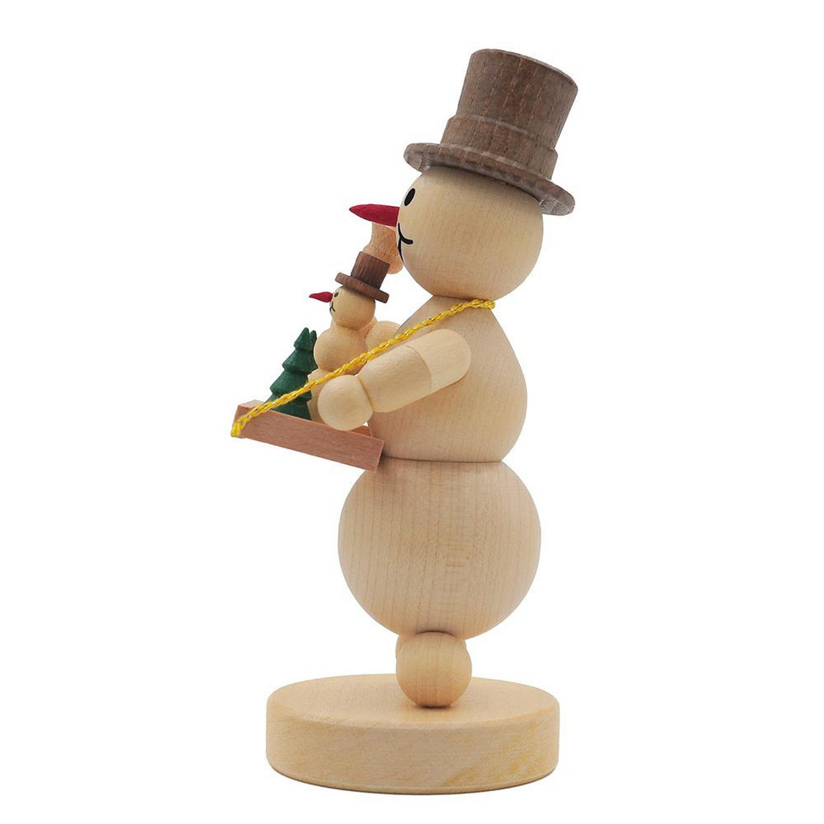 HOLZFIGUR Schneemann mit Bauchladen auf Sockel 11 cm - Multicolor, Holz (5/1/0.1cm)