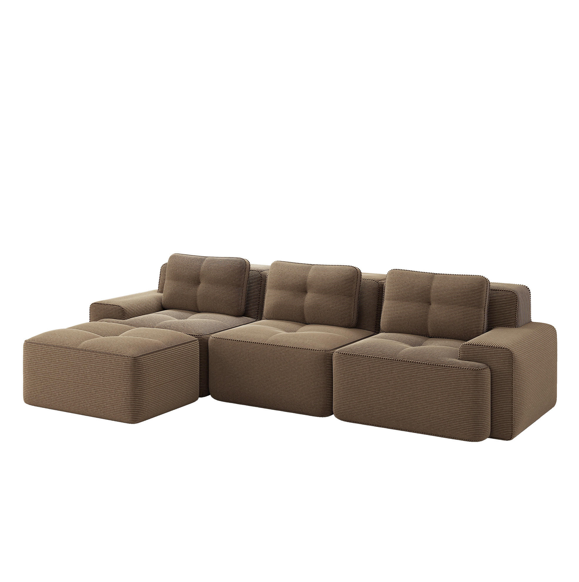 ECKSOFA 293/177/69 cm braun aus Cord ohne Montage mit Tiefsitz - Braun, Textil (177/293cm) - OKWISH