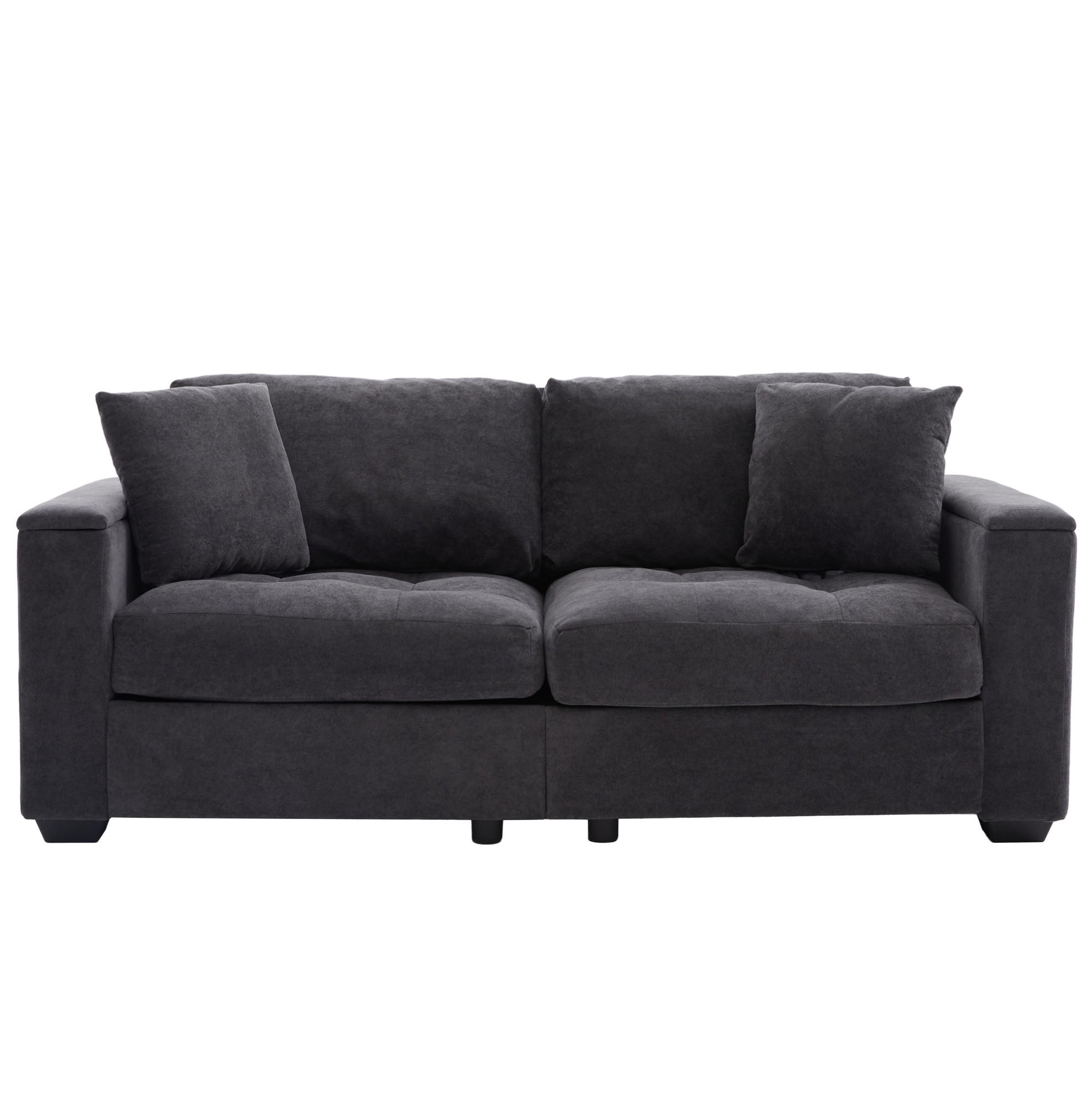 SOFA 2-Sitzer mit Stauraum Chenille Dunkelgrau - Dunkelgrau, Holzwerkstoff (180/84/81.5cm) - Meubliv