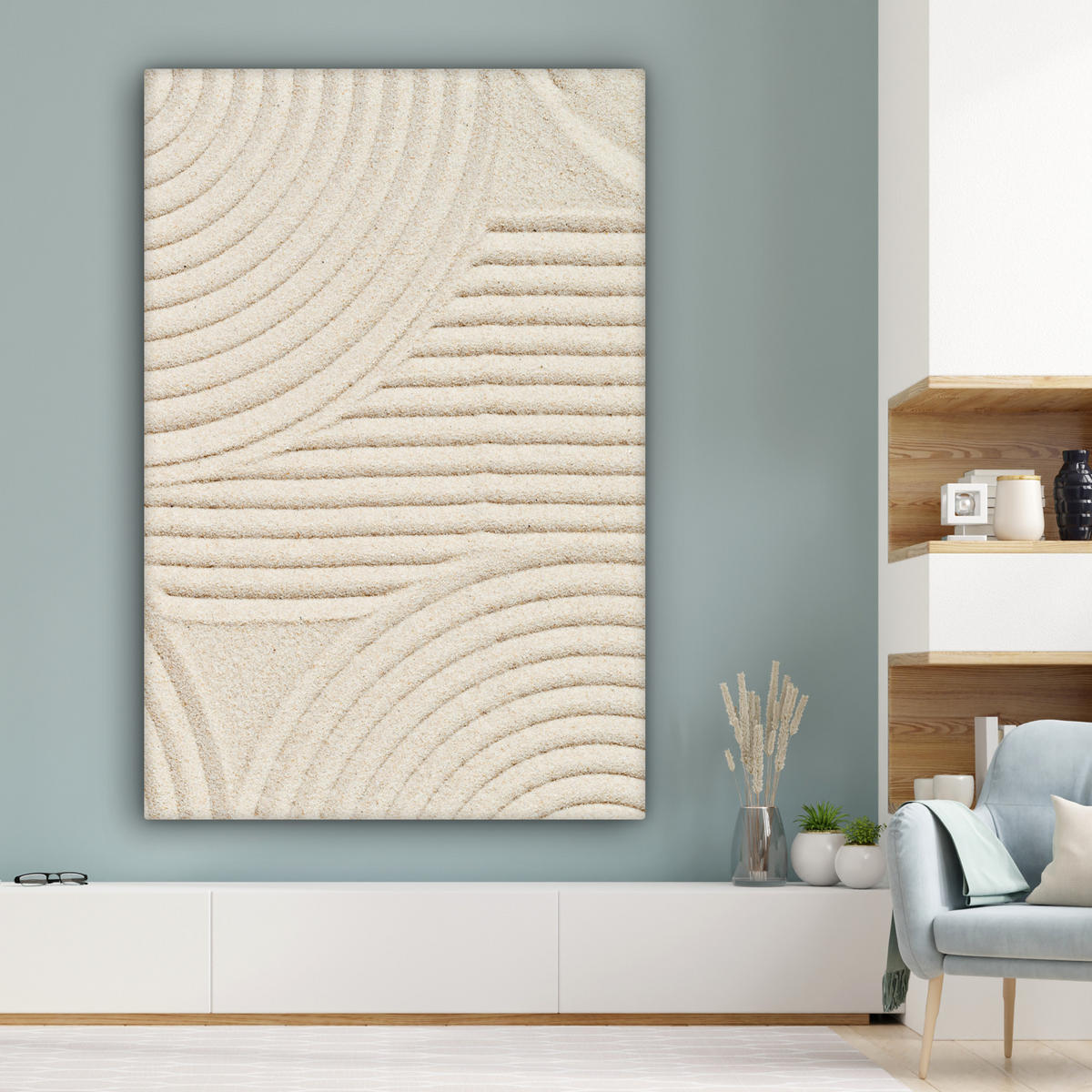 LEINWANDBILD Muster - Abstrakt - Weiß Deko Groß 90x140 cm - Beige, Textil (90/140cm) - MuchoWow