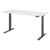 SCHREIBTISCH elektrisch XDKB 80/180/74 cm in Weiß/Graphitfarben - Graphitfarben/Weiß, Holzwerkstoff (80/180/74cm) - bümö