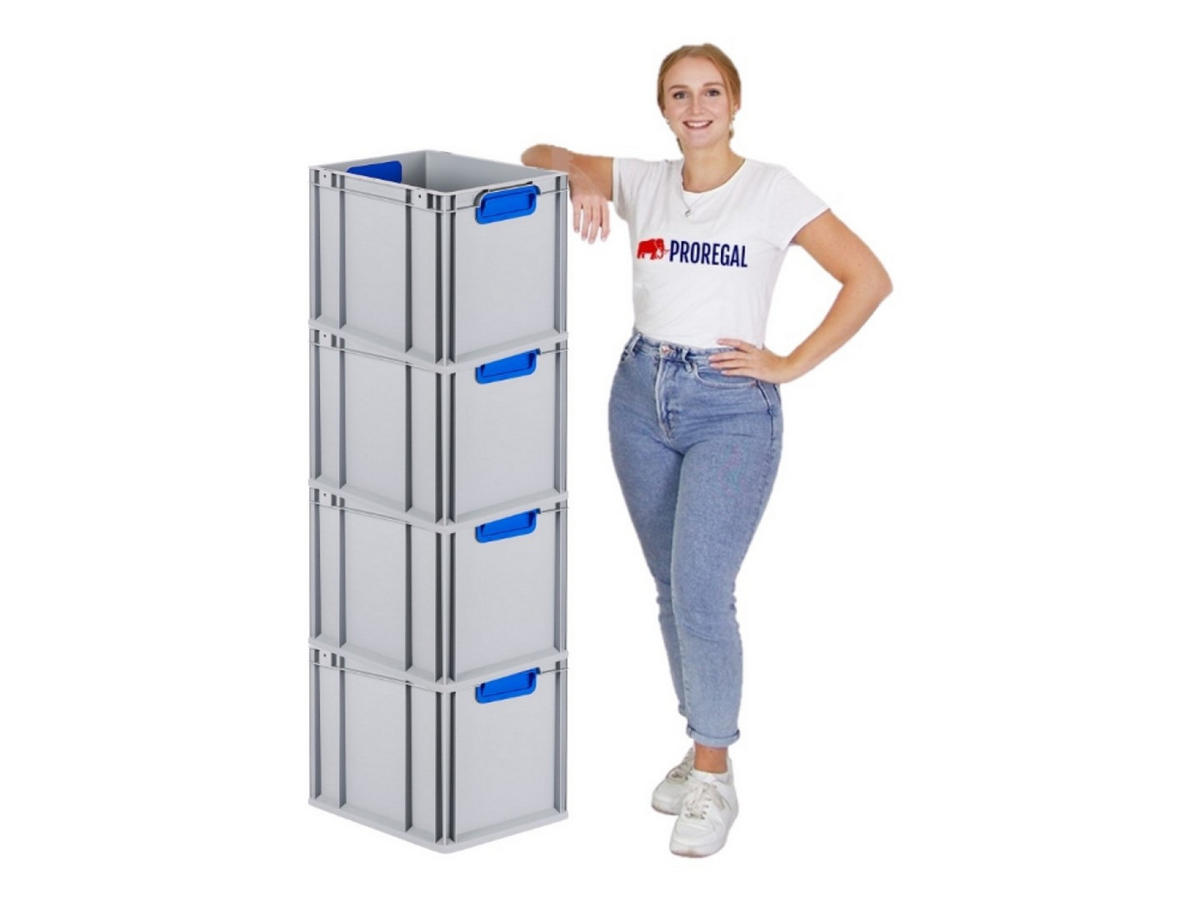 EUROBOX 4x Nextgen Color 32x30x40cm 30 Liter Griffe Blau Geschlossen - Blau, Kunststoff (30/32/40cm) - PROREGAL