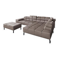 ECKSOFA NELSON Dunkelbraun Leder - Dunkelbraun/Schwarz, Leder/Metall (321/216cm) - KAWOLA