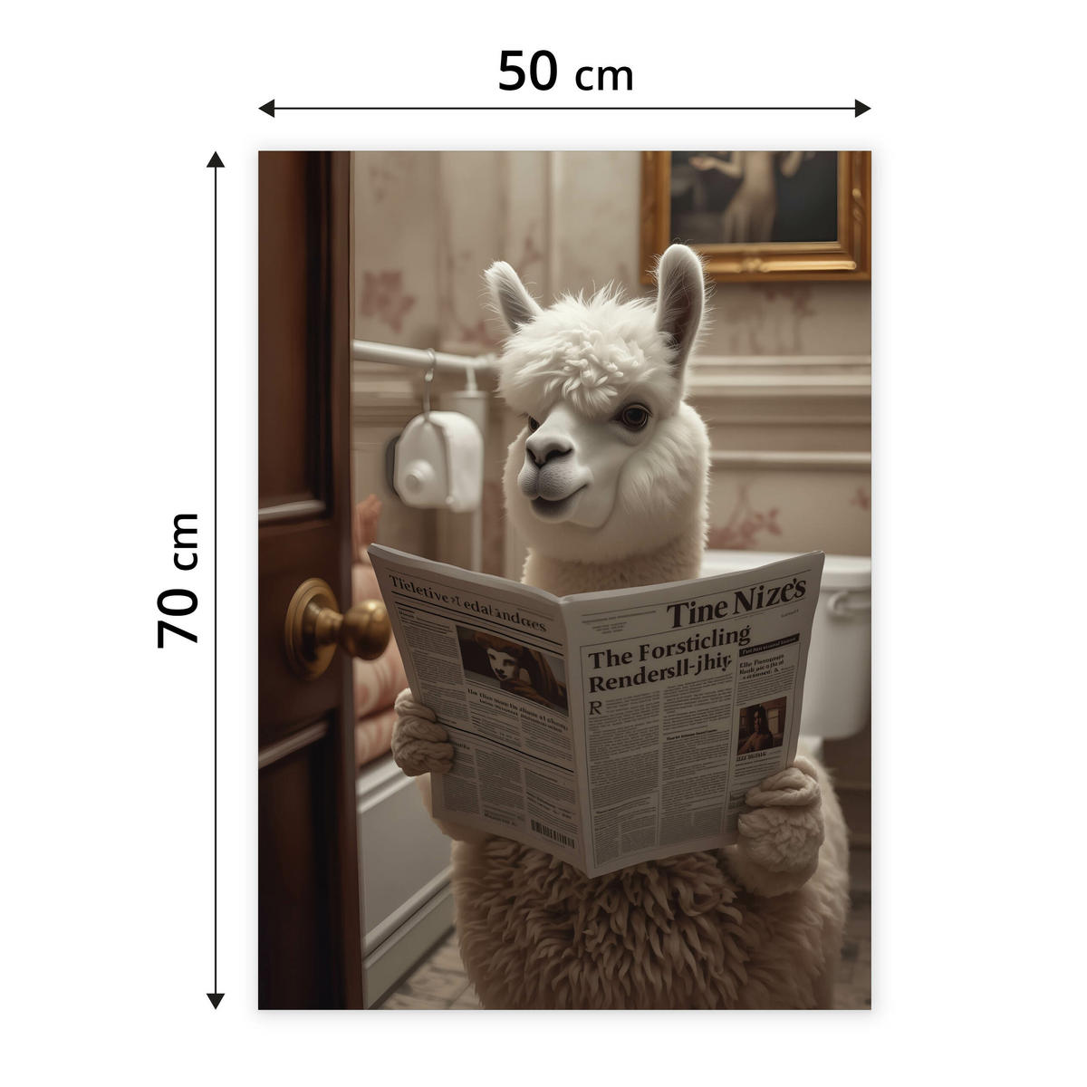 POSTER für WC Badezimmer ALPAKA mit Zeitung auf Toilette Abstraktion 50x70cm - Beige/Schwarz, Papier (50/70/70cm) - Muralo
