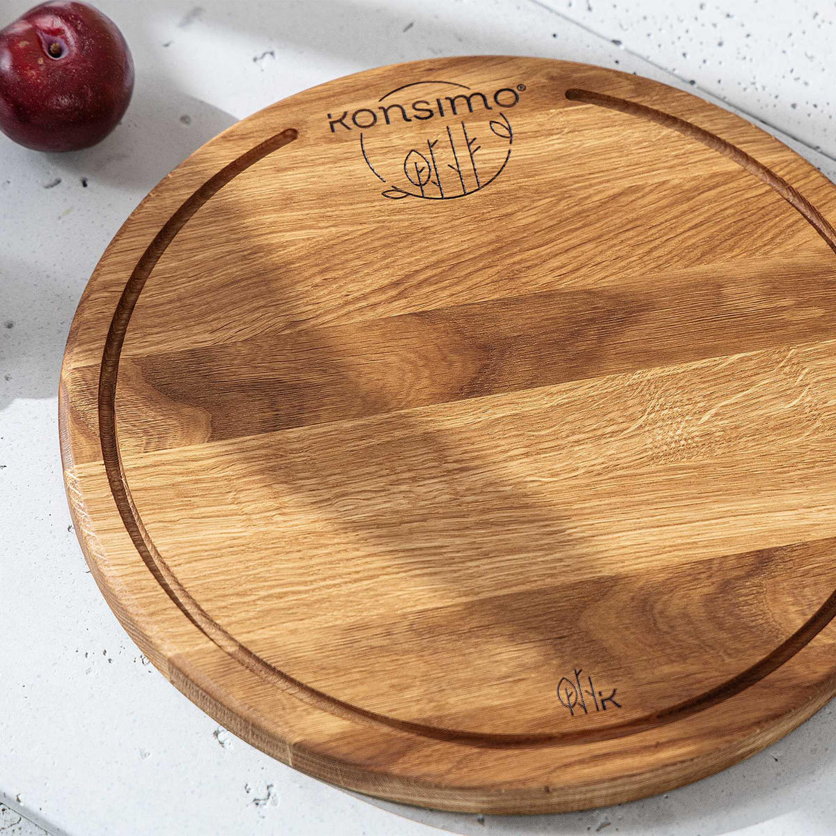 SCHNEIDEBRETT Holz Eiche geölt LESTE - Eichefarben, Holz (32/32cm) - KONSIMO®