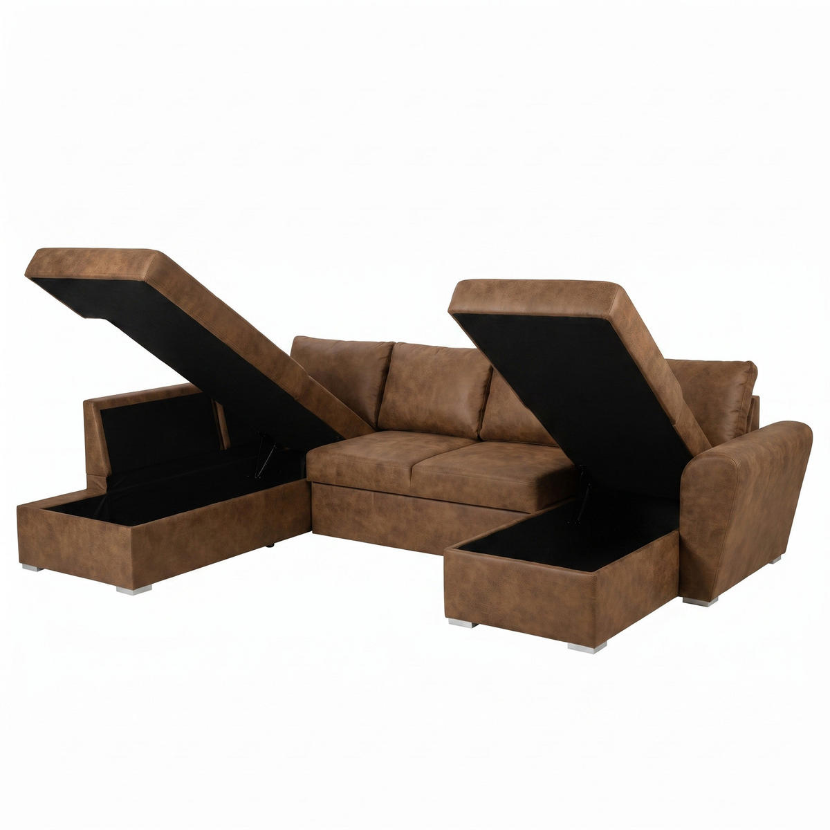 ECKSCHLAFSOFA, Stefan, Braun, Kunstleder, rechts, 203 x 160 x 85 cm - Braun, Leder/Textil (203/160cm) - ebuy24