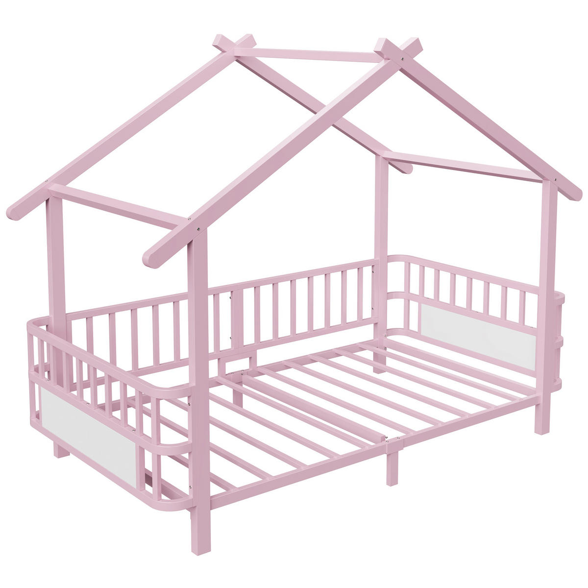KINDERBETT Hausform 90x200 cm Metall Pink - Pink, Metall (90/200cm) - Meubliv