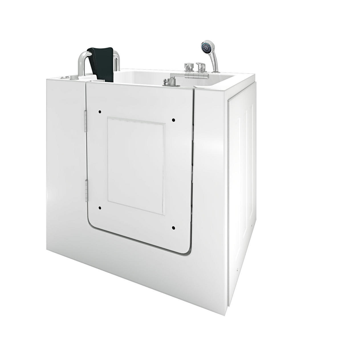 SITZWANNE Whirlpool Badewanne mit Tür S02WP-A-L 78x100cm - Weiß, Glas/Kunststoff (100/113/78cm) - AcquaVapore by Sandra Jentho