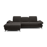 ECKSOFA FELICE L-S Grau Geflochtener Stoff mit Schlaffunktion - Grau, Holz (284/166cm) - MASSENO