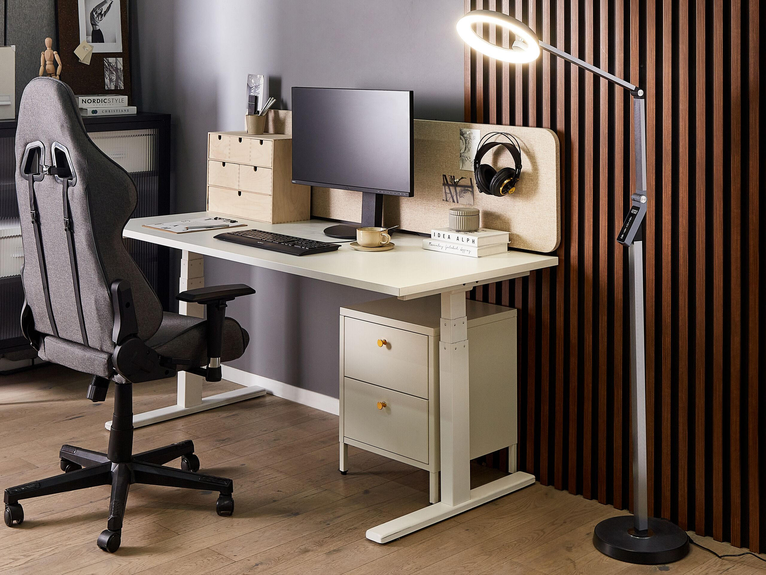 Thumbnail - Beliani Stehlampe, Grau, Kunststoff, 27x170x27 cm, Lampen & Leuchten, Innenbeleuchtung, Stehlampen, Stehlampen