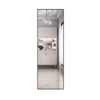 GANZKÖRPERSPIEGEL 53x162 cm, Rechteck, Aluminiumrahmen, verstellbarer Ständer, rutschfeste Basis, Schwarz - Schwarz, Metall (53/3/162cm) - BRILVERDE
